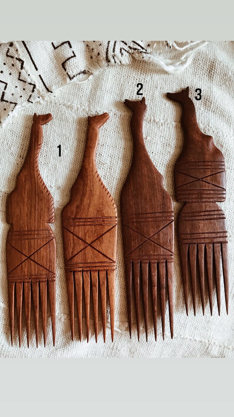 Duafe African Comb // Wood Afro Pick Wood Mask Afrocentric | Etsy