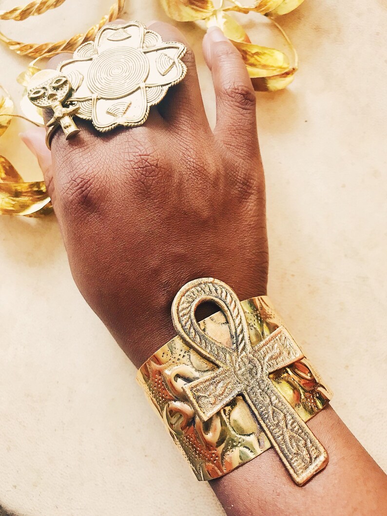 Ankh Life Cuff // Key of Life Gold Ankh Bracelet Ancient Etsy