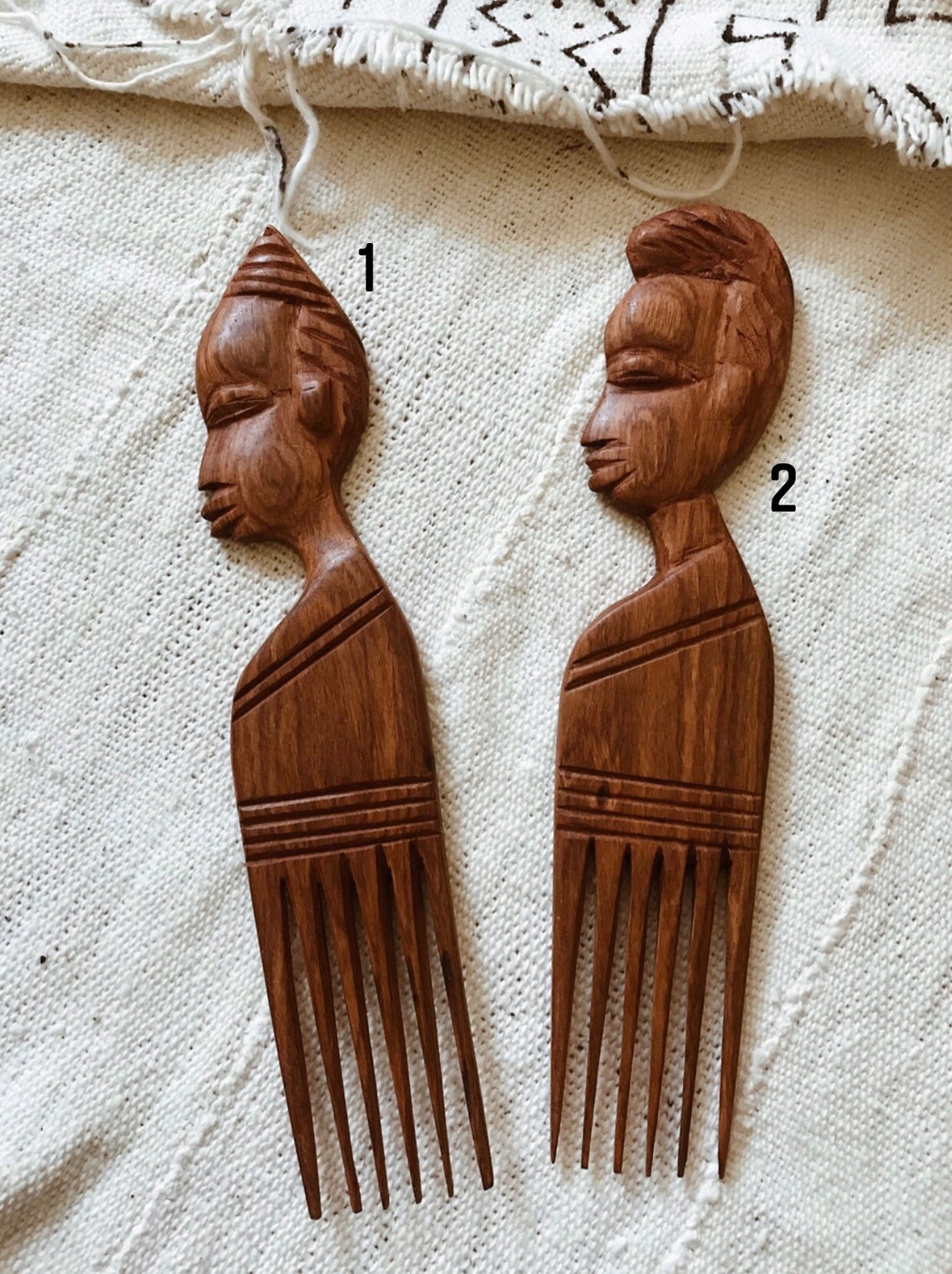 Duafe African Comb // Wood Afro Pick Wood Mask Afrocentric | Etsy