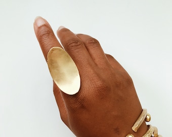 Luna Crescent Ring // Brass Ring, Gold Ring, Egyptian Jewelry,Ethnic Jewelry,Brass Jewelry, African Ring,Afrocentric Jewelry, Minimal Ring,