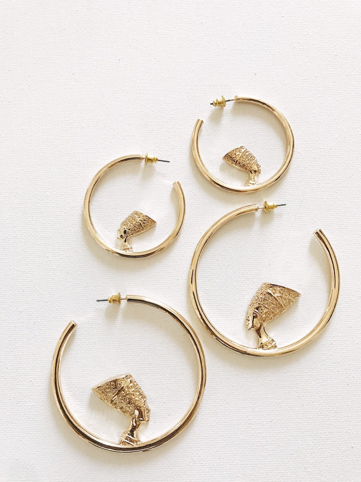Nefertiti Hoops // Gold Earrings African Jewelry Egyptian | Etsy