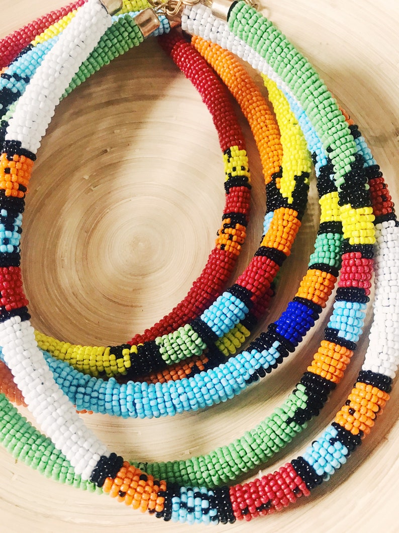 Kenyan Bead Necklace // Maasai African ChokerAfrican Jewelry Etsy