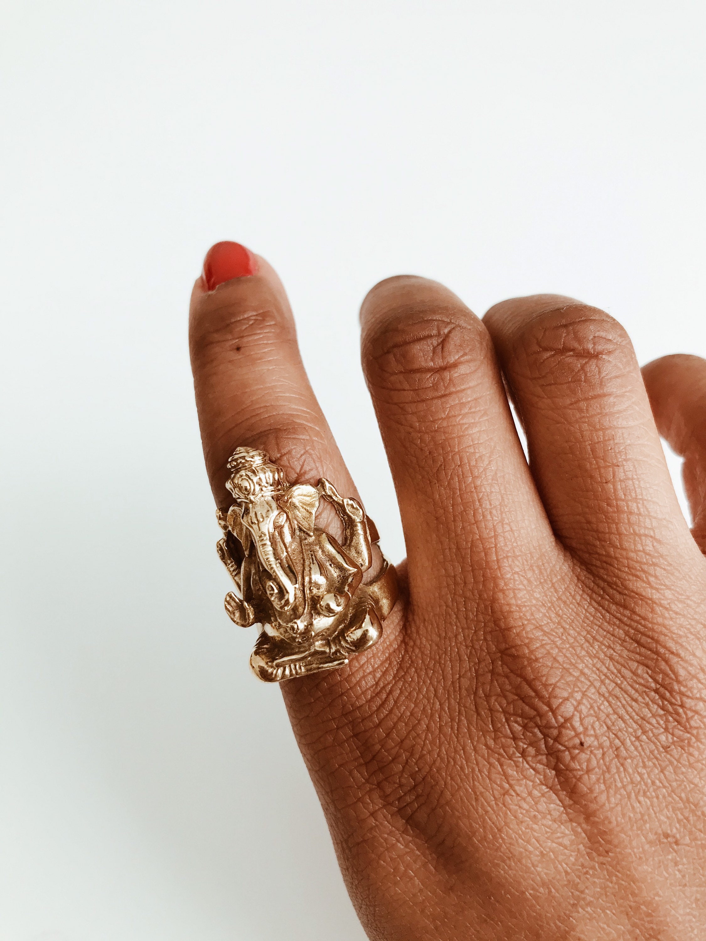 22K Gold Plated Ganesha Filigree Ring – Curio Cottage