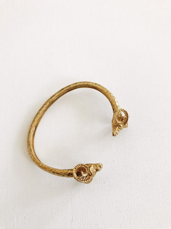 Mythical Ram Cuff // Brass Textured Bracelet, Brass Ram Cuff