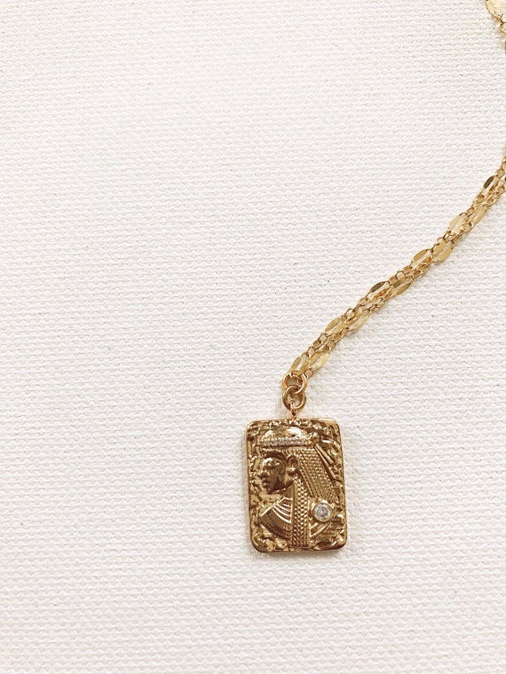 Egyptian Pharaoh Necklace // African Jewelry, Continent Jewelry, Afrocentric, Gold Necklace, Ethnic Jewelry, Ancient Egypt, Egyptian Jewelry