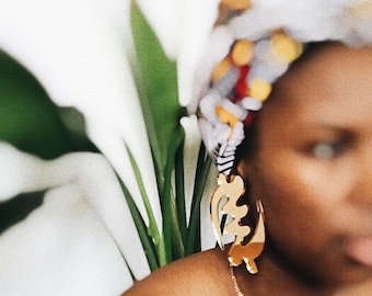Gye Nyame Earrings// Acrylic Earrings, African Jewelry, African Earrings, Afrocentric Jewelry, Silver Earrings, Gold Earrings, Mirror Studs