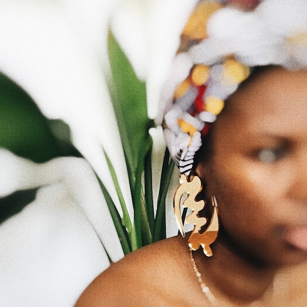 Gye Nyame Earrings Gold Etsy