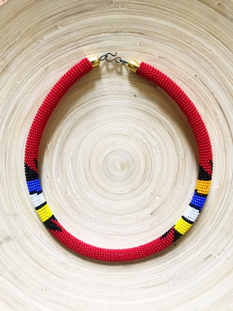 Kenyan Bead Necklace // Maasai African ChokerAfrican Jewelry Etsy