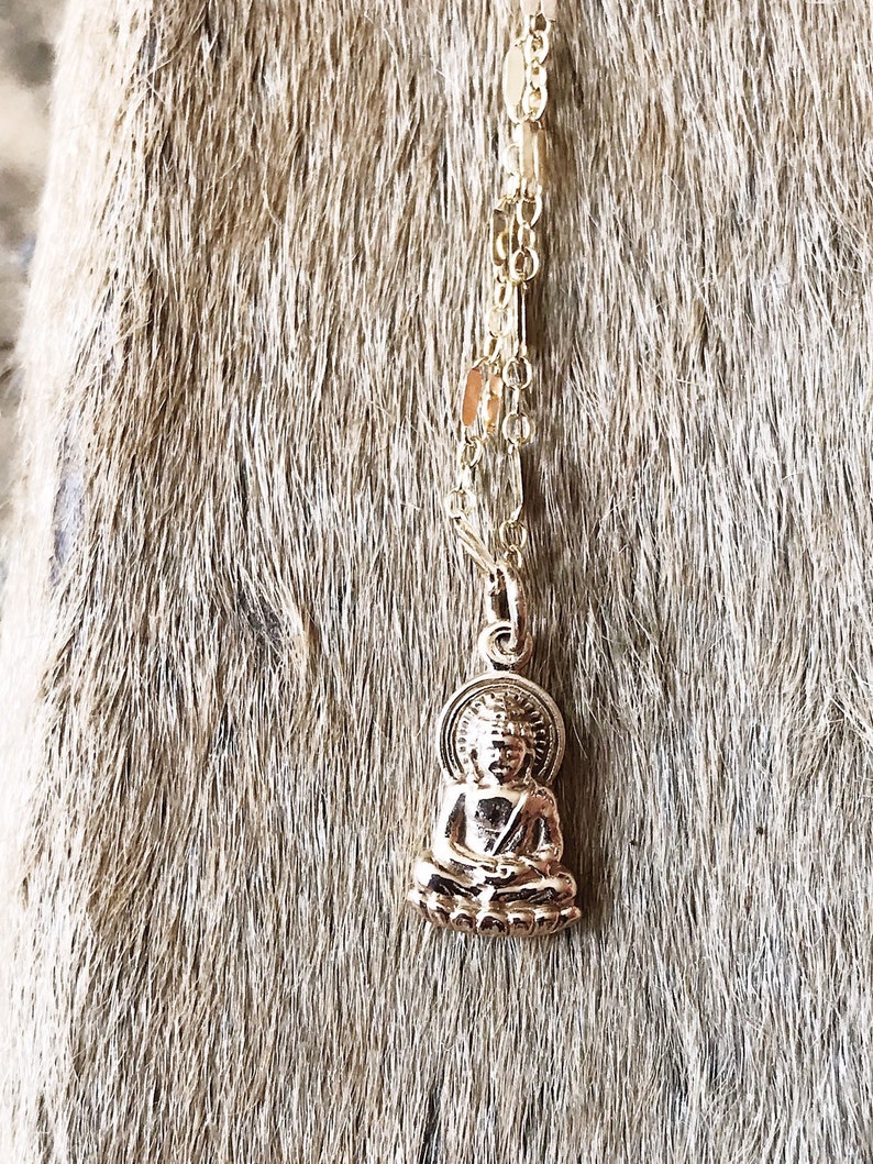 Wise Buddha Necklace // Dainty Cz Necklace Tiny Moon Buddha Etsy