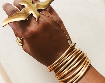 Melody Bangles // Brass Bangles, Bangle Stack Bracelets, African Jewelry, Egyptian Jewelry, Gold Bangles, Gold Bracelets, Adjustable Cuffs