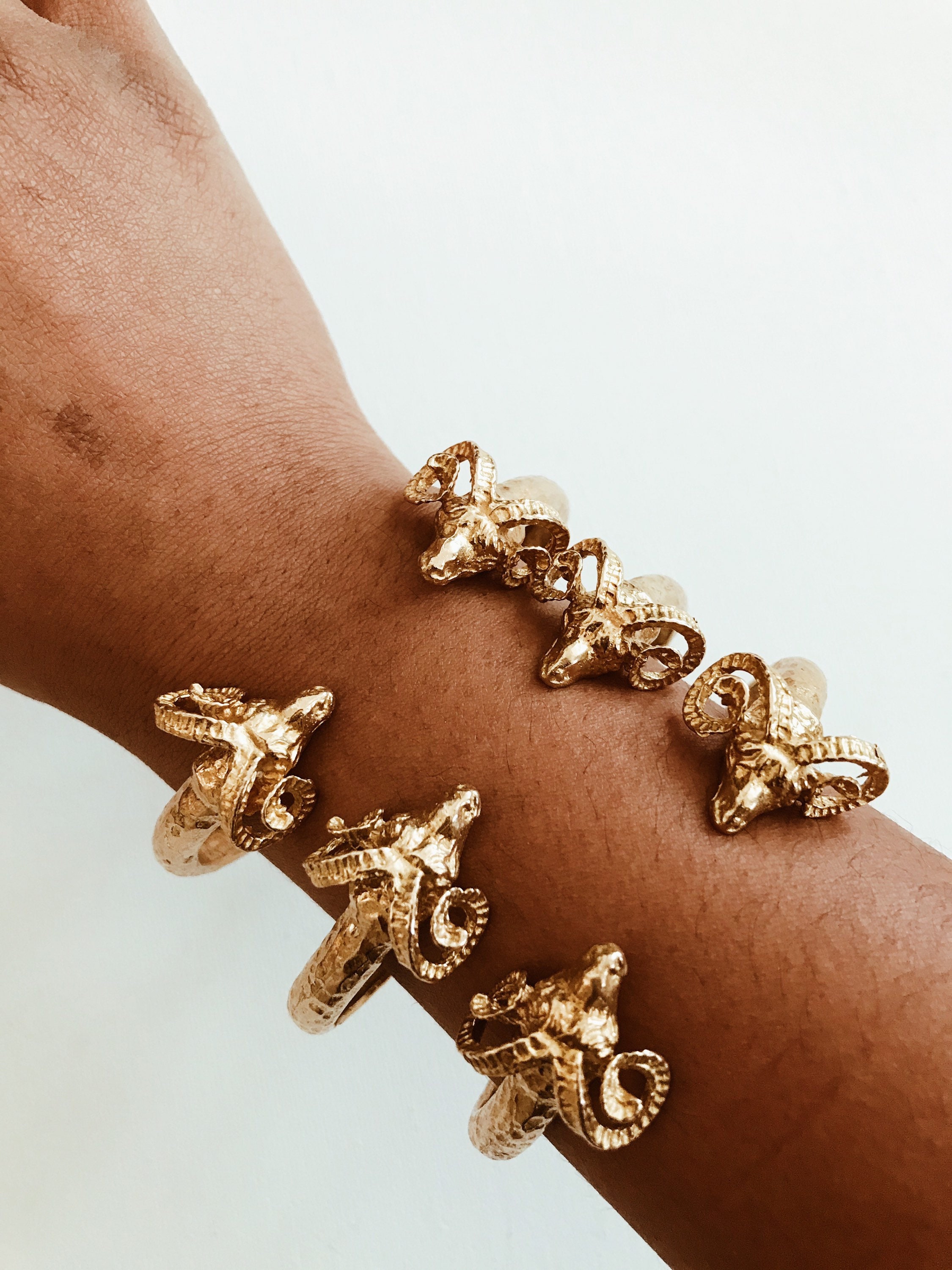 Mythical Ram Cuff // Brass Textured Bracelet, Brass Ram Cuff
