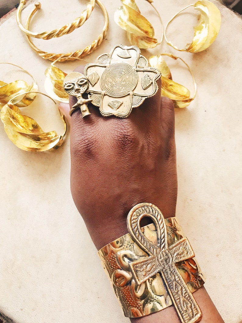 Ankh Life Cuff // Key of Life Gold Ankh Bracelet Ancient Etsy