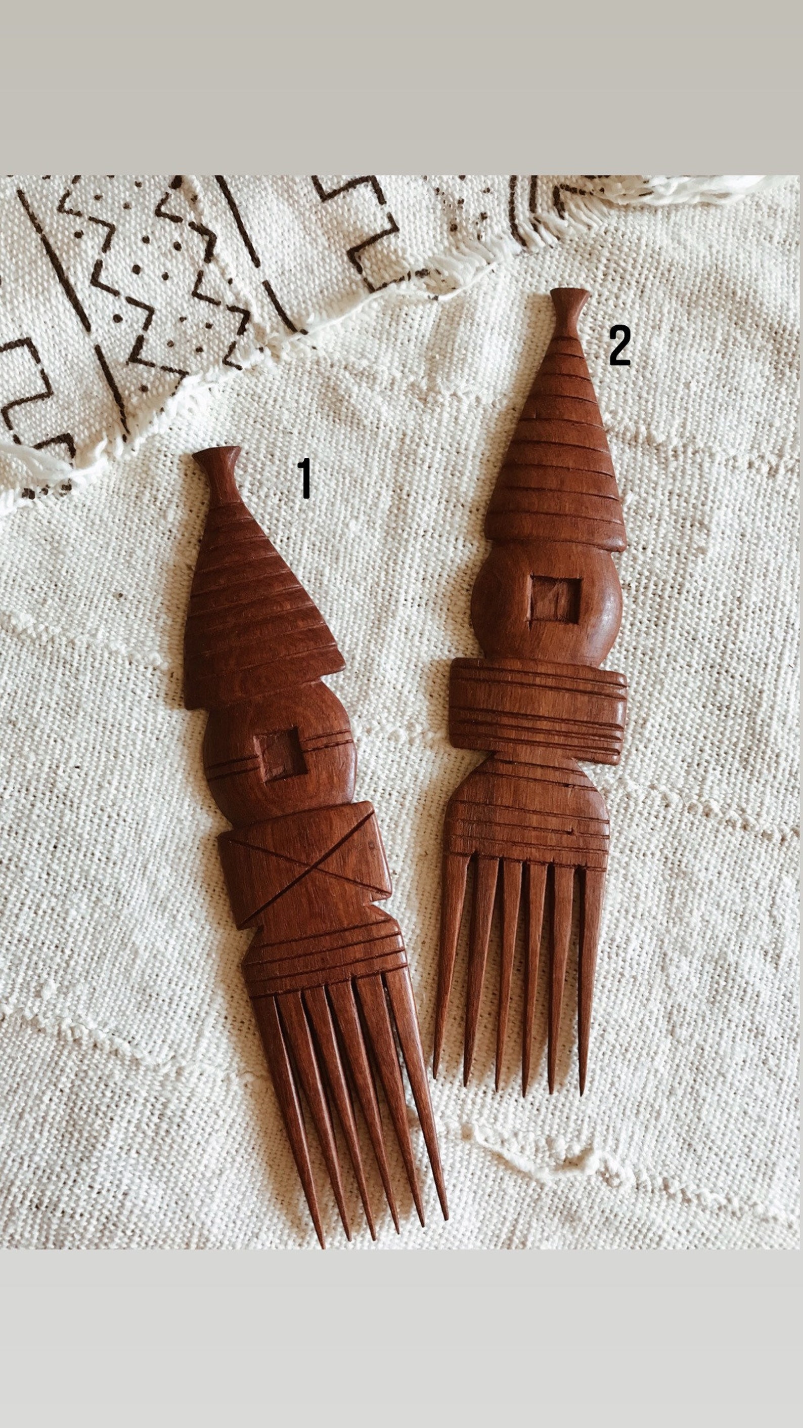 Duafe African Comb // Wood Afro Pick Wood Mask Afrocentric | Etsy