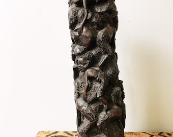 Large Ujamaa Family Tree Statue  // African Wood Statue, Afrocentric Style, African Art, Ethnic, African Decor, African Family Sculpture