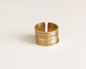 Anel em camadas // Anel de latão, Anel de ouro, Joias do Egito Antigo, Joias étnicas, Joias de latão, Anel africano, Joias afrocentradas, Anel para usar em conjunto