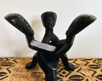 African Unity Statue// African Wood Statue, Afrocentric Style, African Art, Ethnic, African Decor, African Wall Hangings, Ghana, Mask