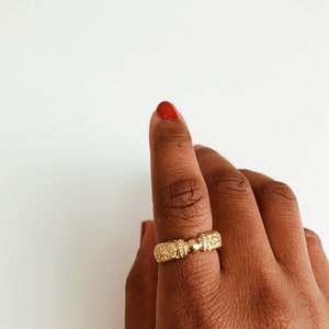 Nira Ring // Textured Brass Ring, Gold Ring, Ancient Egyptian Jewelry, Ethnic Jewelry, Brass Jewelry,Statement Ring,Afrocentric,African