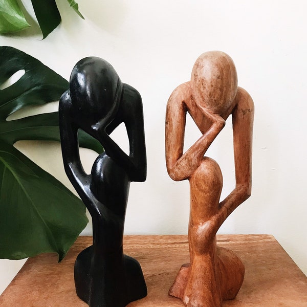 Retro African Thinker Statue// Wood African Statue, Afrocentric Style, African Art, Ethnic, African Decor, African Statue, Ghana