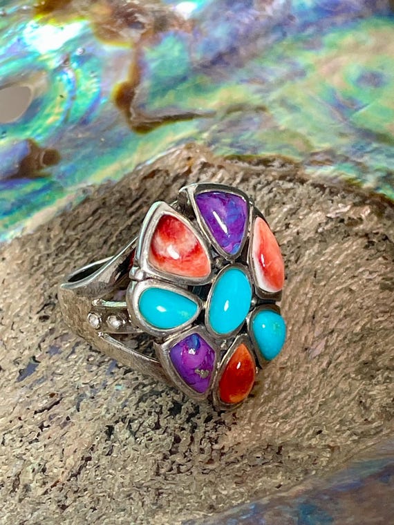 925 Barse Multi Stone Statement Ring Thailand - image 2