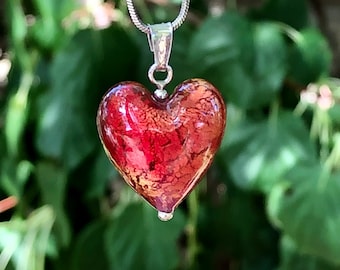 925 Red Glass Heart Necklace