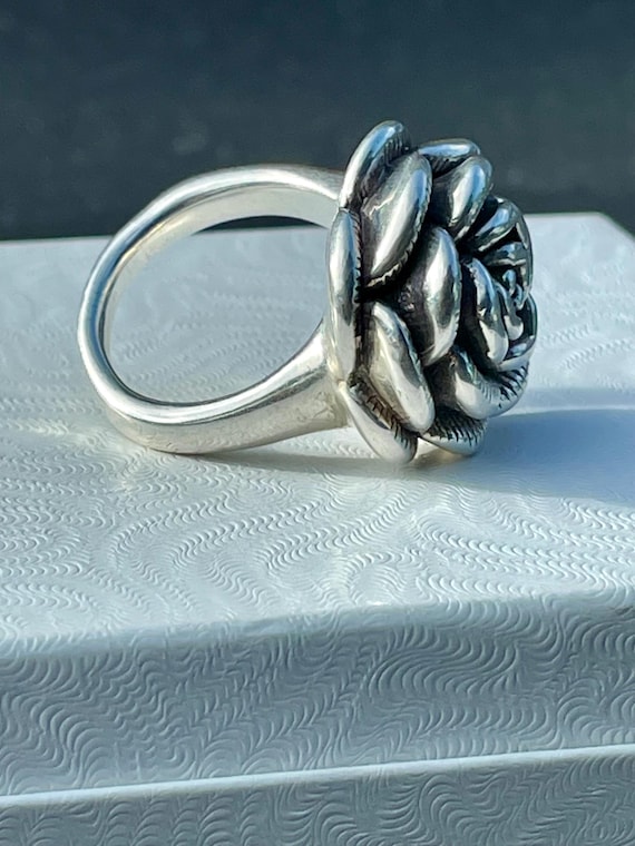 925 Puffy Flower Statement Ring - image 3