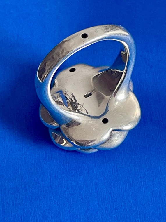 925 Puffy Flower Statement Ring - image 7