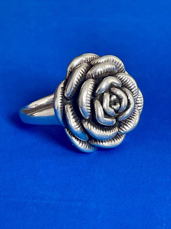 925 Puffy Flower Statement Ring - image 10
