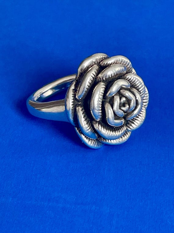 925 Puffy Flower Statement Ring - image 6