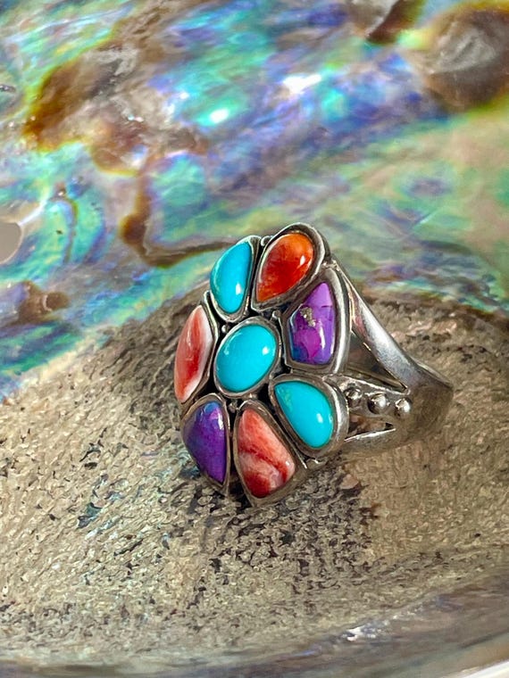 925 Barse Multi Stone Statement Ring Thailand - image 10