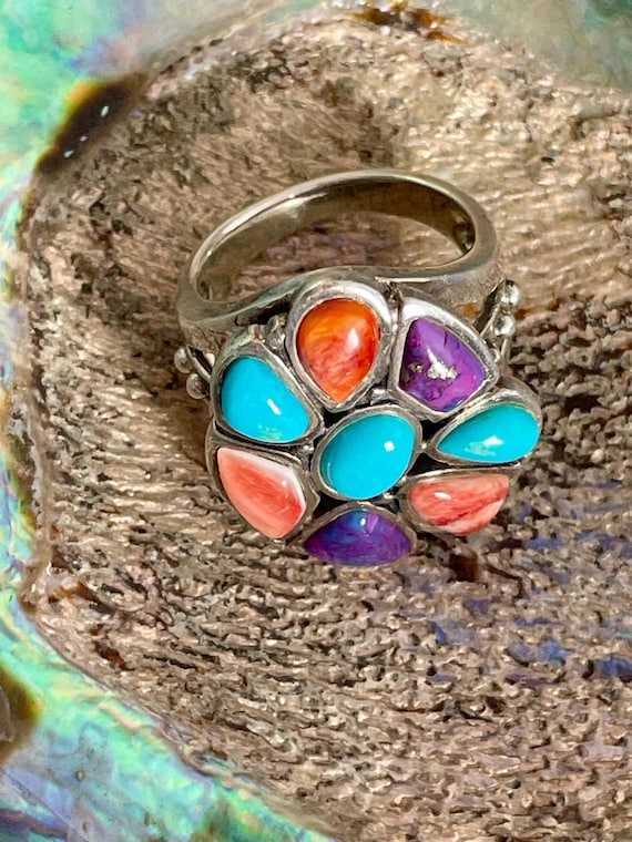 925 Barse Multi Stone Statement Ring Thailand - image 4