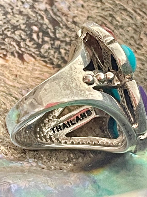 925 Barse Multi Stone Statement Ring Thailand - image 9