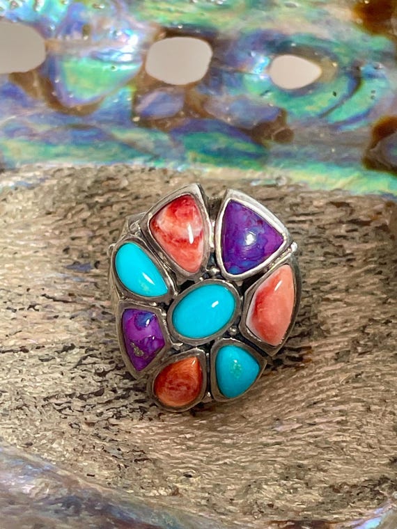 925 Barse Multi Stone Statement Ring Thailand - image 8