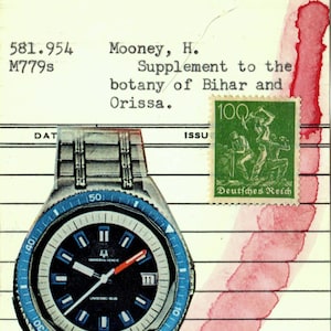 Collage de tarjetas de fecha de vencimiento de la biblioteca - Formación de reacción - Serie Eternal Return - impresión montada