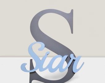 Gepersonaliseerde grote houten letter naambord, decoratie babykamer