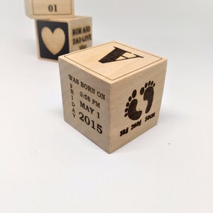 Personalized Baby Cube Newborn memory gift image 1