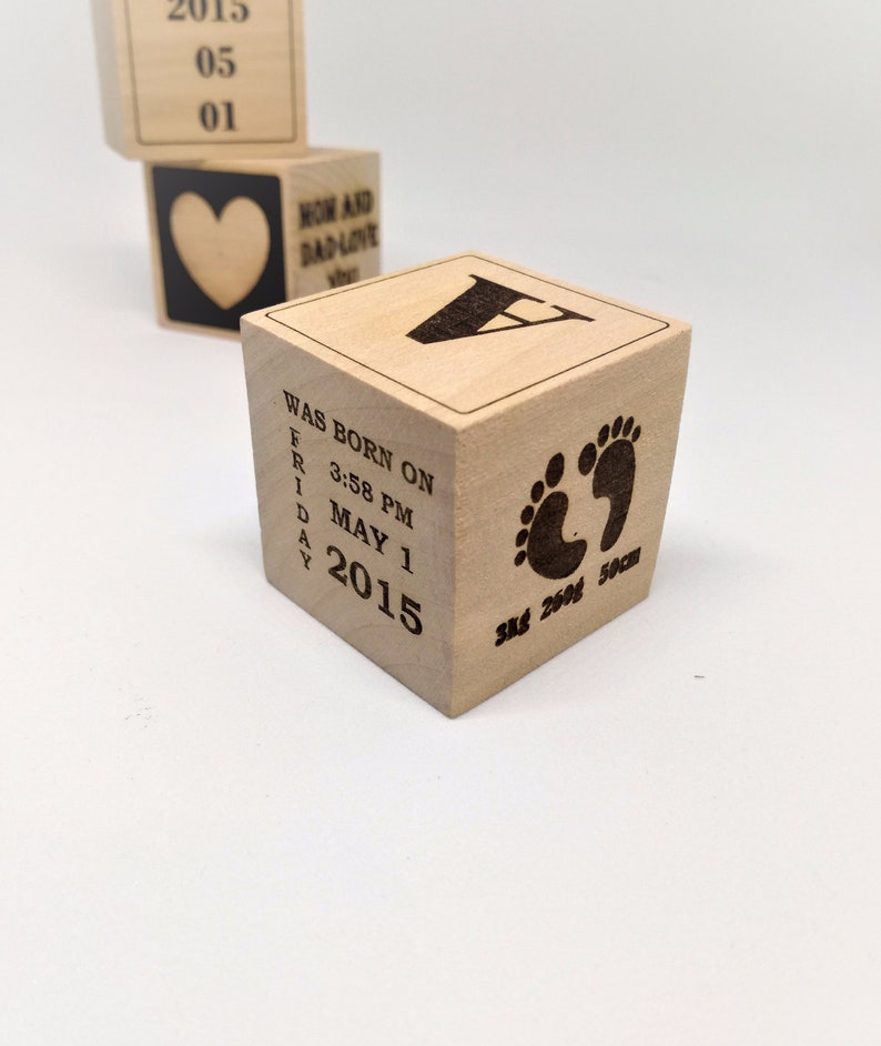 Personalized Baby Cube Newborn memory gift image 1
