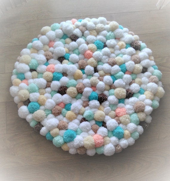 Pom Poms Rug Baby Room Carpet Nursery Room Rug Pom Pom Etsy