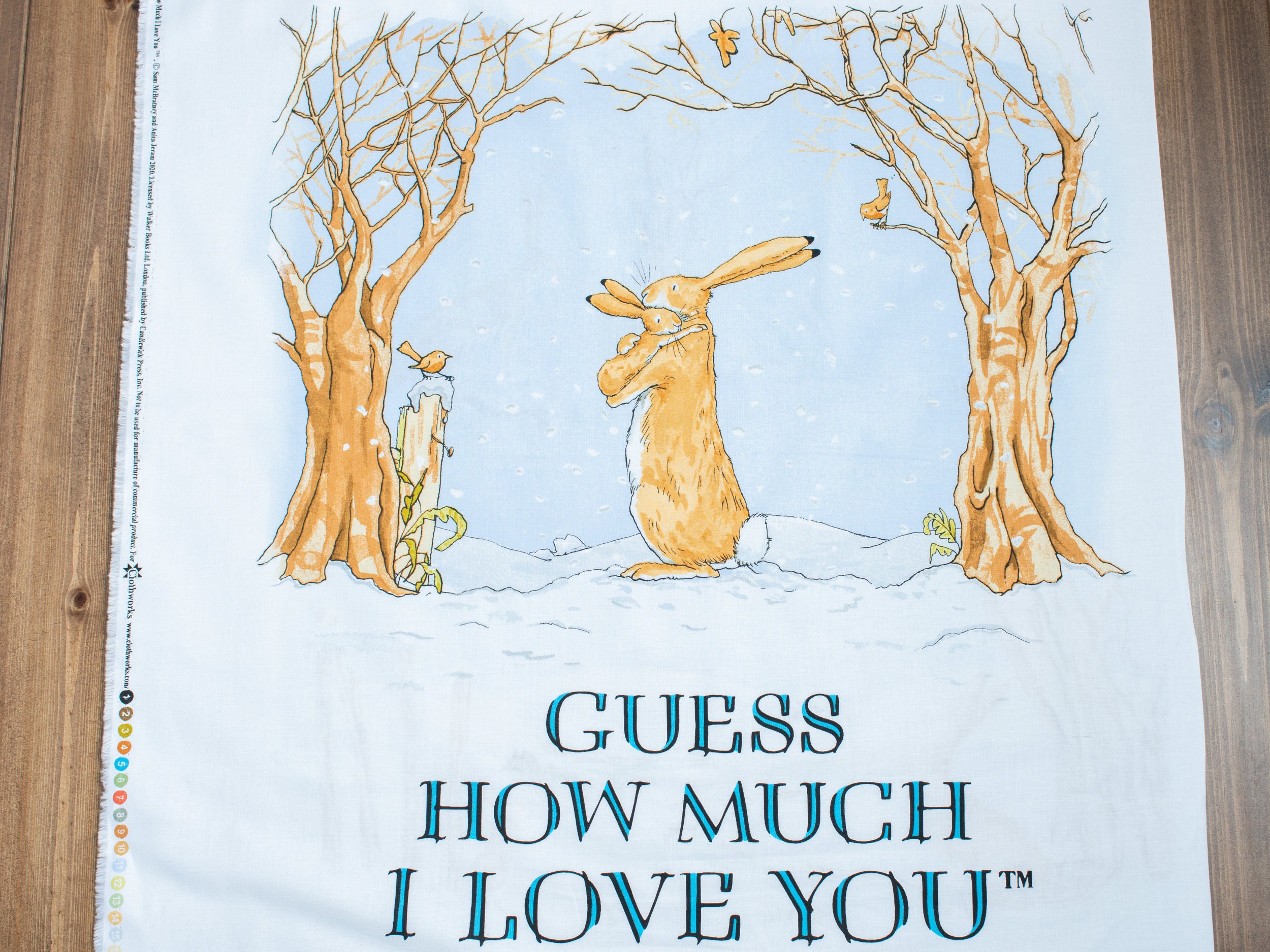 Guess How much I love you hare on blue cotton fabric Etsy Guess How much I love you hare on blue cotton fabric Etsy