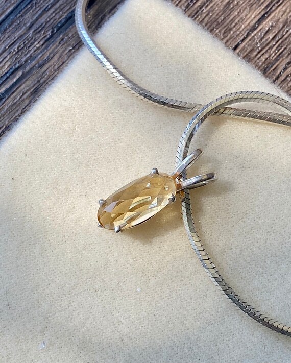 Vintage/Modern Natural Citrine Solitaire Pendant … - image 4