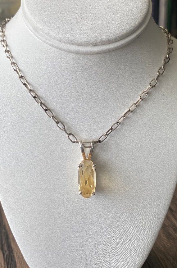 Vintage/Modern Natural Citrine Solitaire Pendant … - image 3