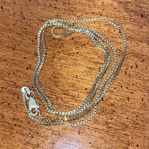 Vintage 10K Yellow Gold Box Chain, 18”, RCI, Layering Chain, Pendant Chain, 2.89 g