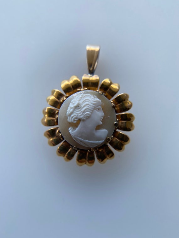 Vintage Cameo Conversion Pendant, Gold Filled, Br… - image 10