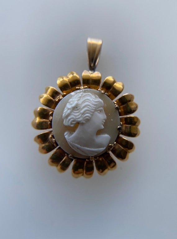 Vintage Cameo Conversion Pendant, Gold Filled, Br… - image 3