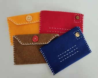 Felt Envelopes, Pretend Play Mail Set, Button Enclosure (Set of 4)