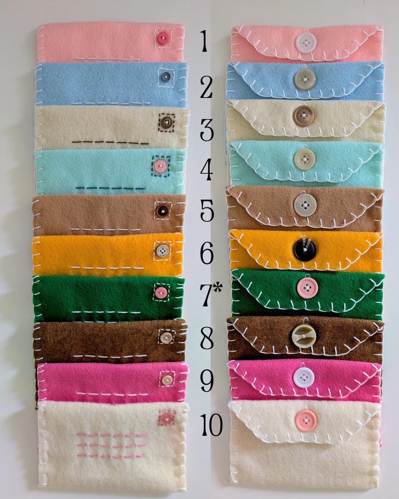 Felt Envelopes // Pretend Play // Imaginative Play // Custom Colors // Mail Set // Button Practice image 6