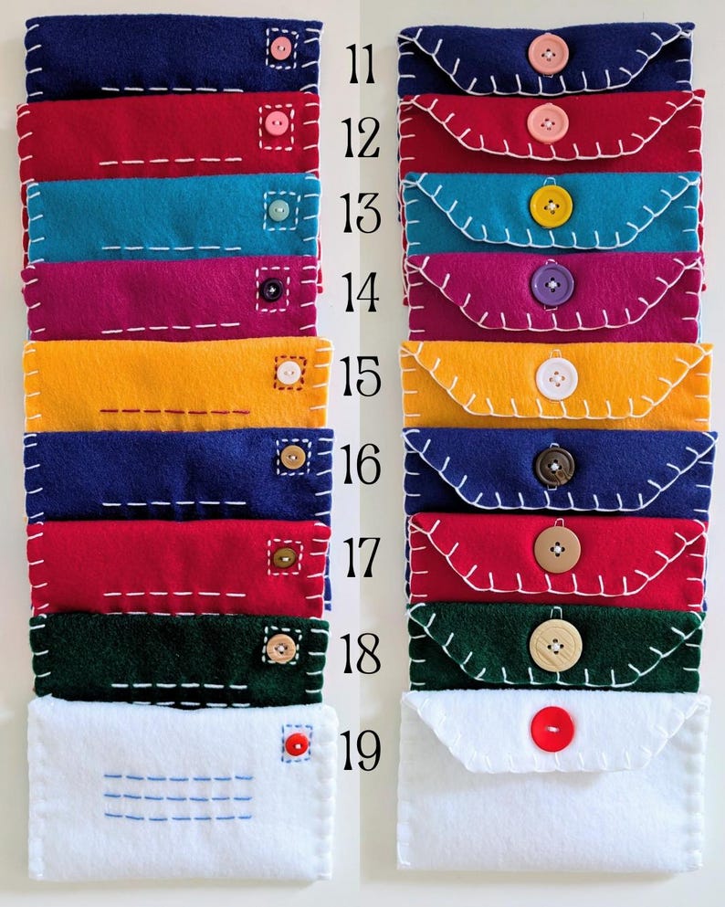 Felt Envelopes // Pretend Play // Imaginative Play // Custom Colors // Mail Set // Button Practice image 7