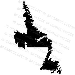 May include: Black and white silhouette of the Canadian province of Nova Scotia.