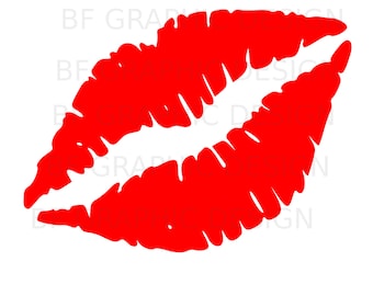 Red Lips Kiss SVG, Cricut Silhouette Cut File (Digital File)