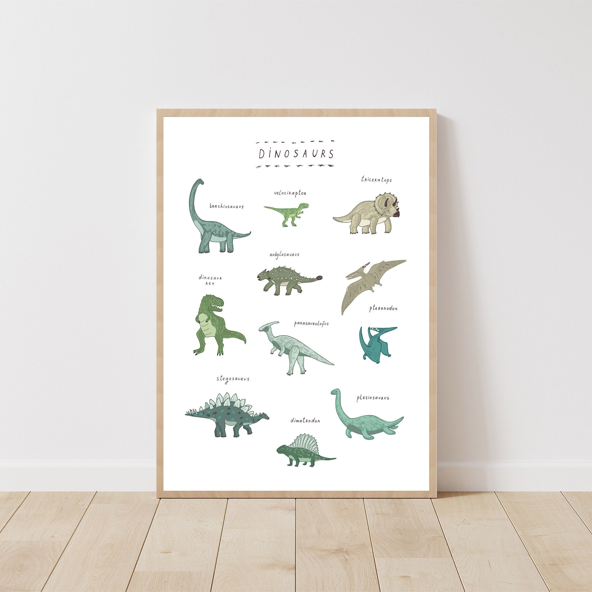 Dinosaur Print, Kids Wall Art, Dinosaur Theme, Printable Art, Digital ...