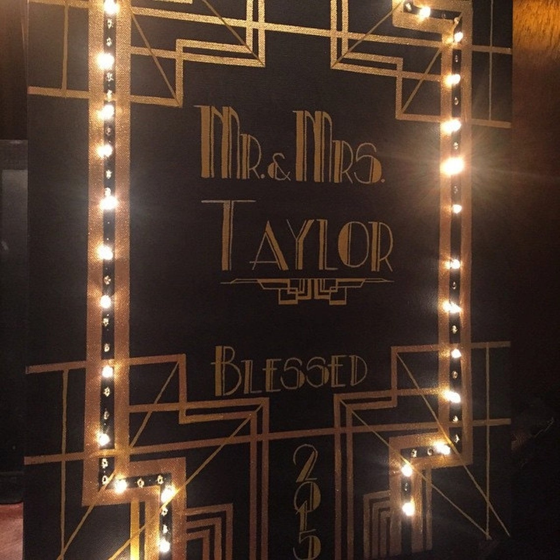 Personalized Marquee Gatsby Art Deco Canvas Sign with Etsy